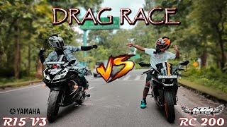 R15 v3 bs6 vs Ktm Rc 200 Bs6 Drag race |Must Watch|#Dragrace#bs6#ktm#r15v3#trend#viral#dehradun