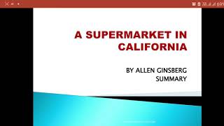 A SUPERMARKET IN CALIFORNIA BY ALLEN GINSBERG SUMMARY AND ANALYSIS