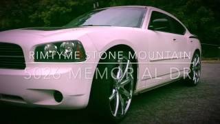 2007 Dodge Charger sitting on 24" Cavallo 8 wheels leaving RimTyme Stone Mountain