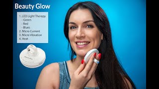 Beauty Glow Micro-Current - 4 LED Color Therapy with Micro-Vibration and Heat for Face and Body