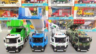 Review Of Diecast Trucks Of Garbage Truck, Passanger Stair Truck, Tank Truck, Military Truck