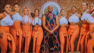 Pretty Mike arrives with women wearing large p*nis pants as he attends Don Jazzy's mother funeral