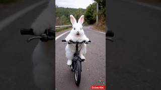 Cute bunny cycling | text to video #shorts #bunny