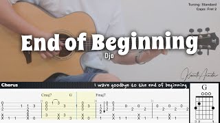 End of Beginning - Djo | Fingerstyle Guitar | TAB + Chords + Lyrics