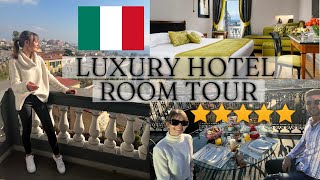 Luxury Hotel Room Tour in Naples Italy + 5 STAR Hotel Breakfast & Lunch; Grand Hotel Parkers Naples