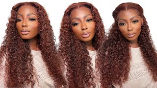 THIS COLOR🔥 | BEST REDDISH BROWN CURLY WIG INSTALL | WOC BEGINNER FRIENDLY | FT. JULIA HAIR