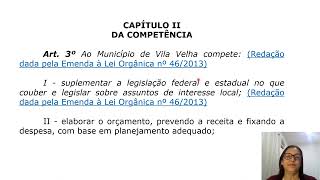 Legislação de Vila Velha  - Da competência do município.