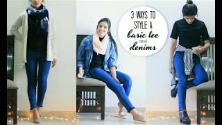 Three easy ways to style a black t-shirt and denims