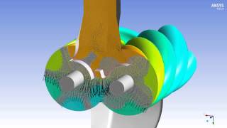 CFX Berlin-Video: CFD analysis of a screw compressor with solids and axial gaps