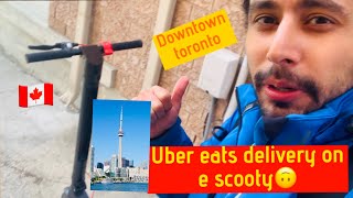 Uber delivery on electric scooty in Toronto downtown for the first time 😄🇨🇦💯💰