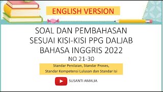 SOAL PRETEST PPG 2024| INDIKATOR NO 21 S/D 30| BAHASA INGGRIS