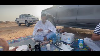 We're having breakfast in the Sahara Desert of the Tiris Zemmour Region, Mauritania.