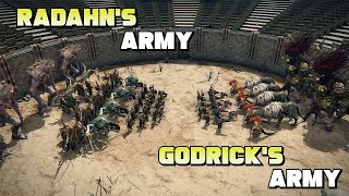 Godrick's Army Vs General Radahn's Army -  Storm Attacks Gravitational Magic -  Elden Ring Civil War