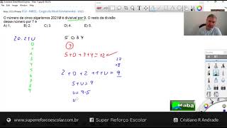 MABA CONCURSOS  -  FGV  -  2021  -  DIVISIBILIDADE POR 9 E RESTO DA DIVISÃO  -  Com prof. Cristiano
