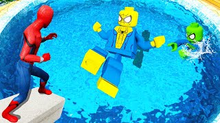 GTA 5 Rainbow Spiderman & Rainbow Lego-Spiderman Crazy Cold water Ragdolls Fails(Funny Moments)