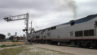 Amtrak Trains 4 and 6 with Private Passenger Cars, Galesburg, IL, 8/11/19