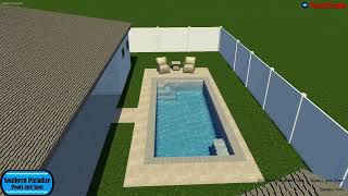 Clean, Modern Pool With Travertine Coping and Paver Deck