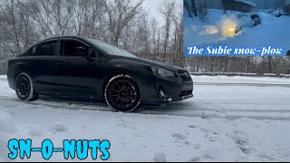 Subaru SNOW-PLOW! Plowing  2ft of snow in my  Subaru!!!