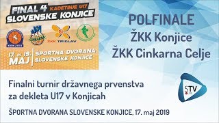 STV LIVE "Finalni turnir dekleta U17 POLFINALE ŽKK Konjice : ŽKK Cinkarna Celje"