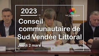 Sud Vendée Littoral :Conseil communautaire - Mars 2023