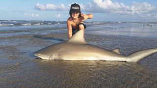 Little Boy Fishing a Big Shark !!