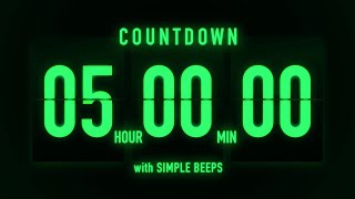 5 Hours Countdown Flip Timer / Simple Beeps 🟢