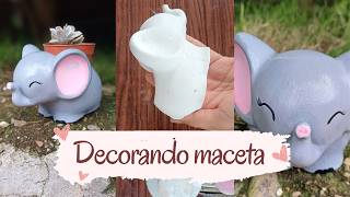 MACETA DE ELEFANTE CON CEMENTO BLANCO#materas#macetas