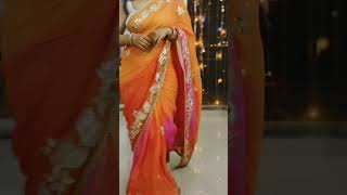 Pink and orange Dual tone Chiffon saree with Gotta Patti border | How to drape a saree? #sareehaul