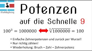 Potenz & Wurzel sind Operation und Gegenoperation wie Addition & Subtraktion - einfache Beispiele