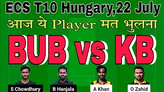 bub vs kb dream11 prediction.bub vs kb dream11.bub vs kb t10 dream11 team today.ecs t10 hungary 2024