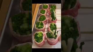 green onions wrapped with grilled meat #food #kitchen #viralvideo #streetfood #viralshort