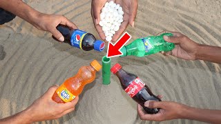 Experiment: Mentos vs Coca Cola,Pepsi,Fanta and Sprite Underground । Super Reaction !