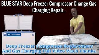 BLUE STAR 300 लीटर Deep Freezer Compressor Change | 300 Litar BLUE STAR Deep Freezer Gas Charging