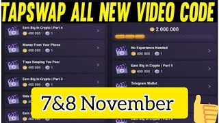 Tapswap YouTube video code 7 November | 7 November Tapswap all Video Code #tapswap #tapcoin #crypto