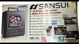 🔴 Vintage Sansui LCD 6" TV & VHS VCR with Remote Rare Bargain ❌