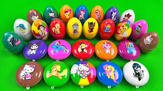 Looking Equestrial Girls, MLP, Pony Rainbow Dinosaur Egg CLAY Coloring! Satisfying Slime Video, ASMR