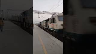 Perfect Crossing of Diesel and Electric Freight Locomotives !! #shorts #Irfca