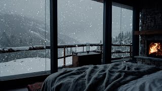 Deep Sleep in a Cozy Winter Ambience | Blizzard, Howling Wind, Snow Storm and Relaxing Fireplace