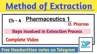 Method of Extraction | Ch - 4 | Pharmaceutics 1 | d. Pharma | Drishti Pharma