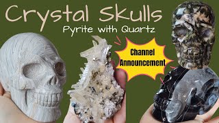 Crystal SKULLS are in!!🤩💎Insanely Gorgeous PYRITE w/ QUARTZ Specimens 🌷 Business Update-LETS CHAT!