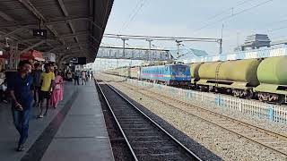 Triple Freight Locos moving light at Warangal