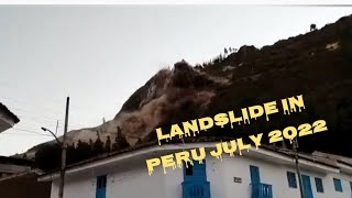 Terrible landslide on the Cruz de Challapa hill in Chavin de Huantar, Ancash, Peru