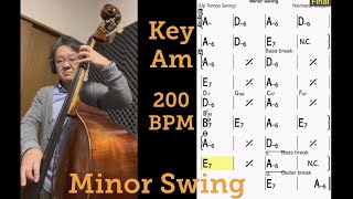 “Minor Swing - Django Reinhardt” Real Bass Backing Track with iRealPro【Key Am 200bpm  UpTempo Swing】