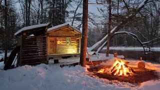 Log cabin life far from people/ Building off  Grid: Forest- Cold Winter is here #BushCraft: Outdoor