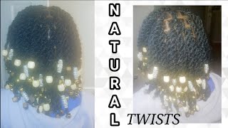 ‼️Kinky twists with Natural beads🔥 individual crochet braids passion twists: #nocrochet #4chair