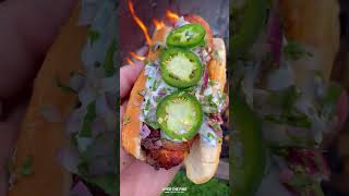 Bacon Wrapped Chorizo Dogs Recipe | Over The Fire Cooking by Derek Wolf