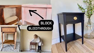 BLOCK WOOD BLEED THROUGH Furniture don’t give up! Streak free finish GF Lamp Black milk paint