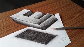 How to Draw 3D Letter E -  drawing sheet