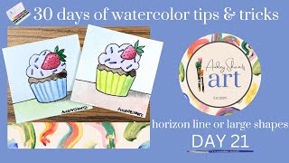 Day 21 HORIZON LINE OR LARGE SHAPES  Inktober 2024 30 Watercolor Tips + Tricks - 30 Day Series