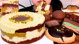 ASMR🎂💚두바이 초콜릿 케이크(ft.이웃집통통이) 터녹스 두바이초콜릿 디저트 먹방 Dubai Chocolate Cake Dessert Mukbang